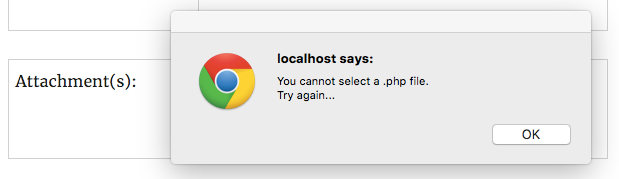 You cannot select a .php file. Try again...